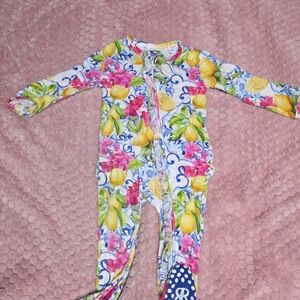 Vibrant Lemon and Floral Kids Footie